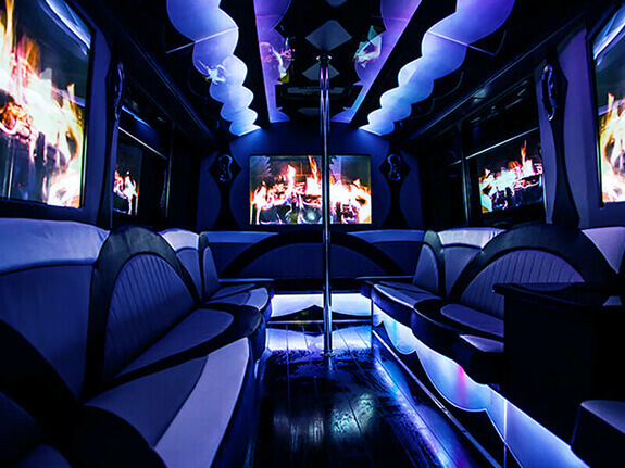 neon lighting on party bus